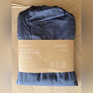 Silk Snow Gray Blue Twin Duvet Cover